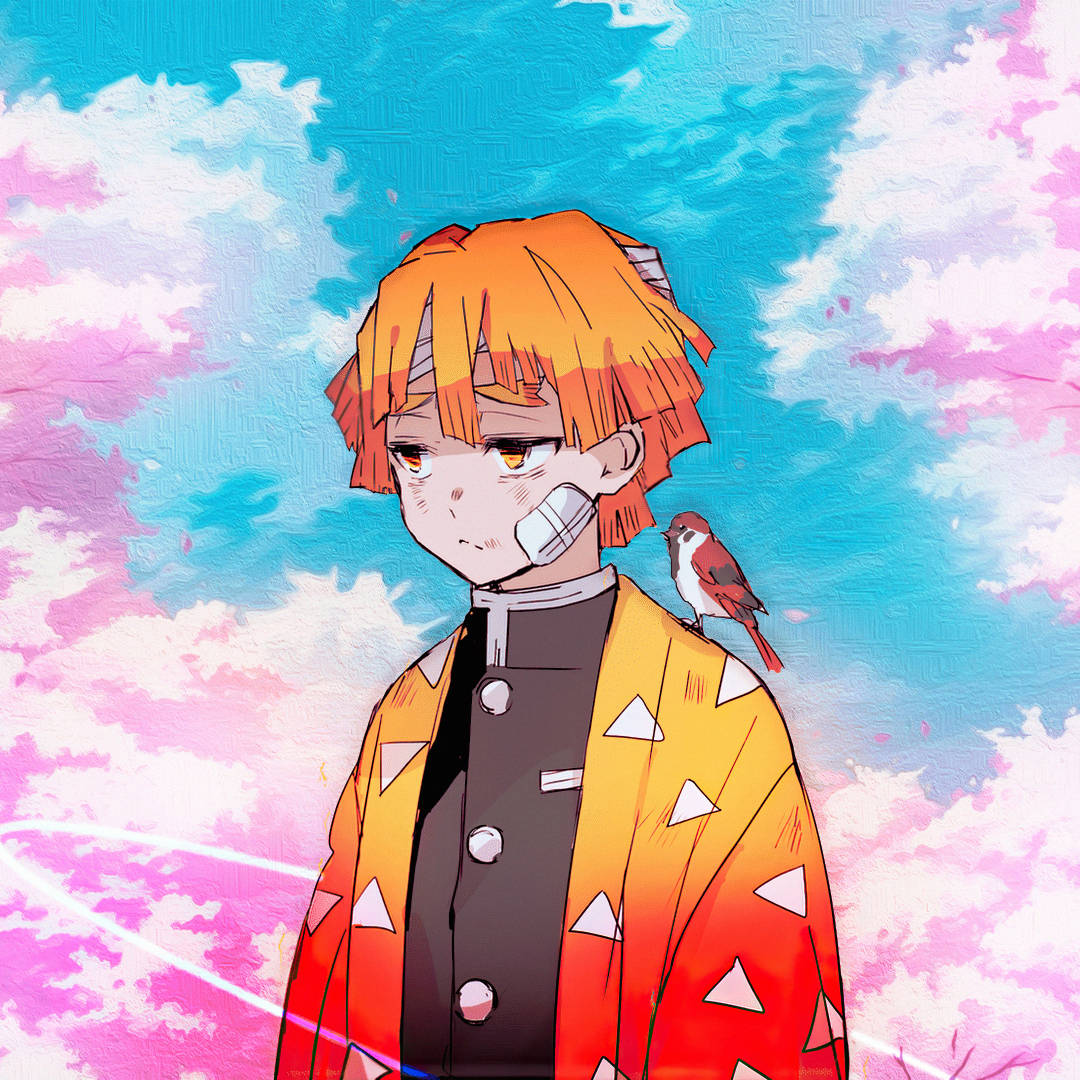 Zenitsu With Cherry Blossoms Demon Slayer Pfp Wallpaper