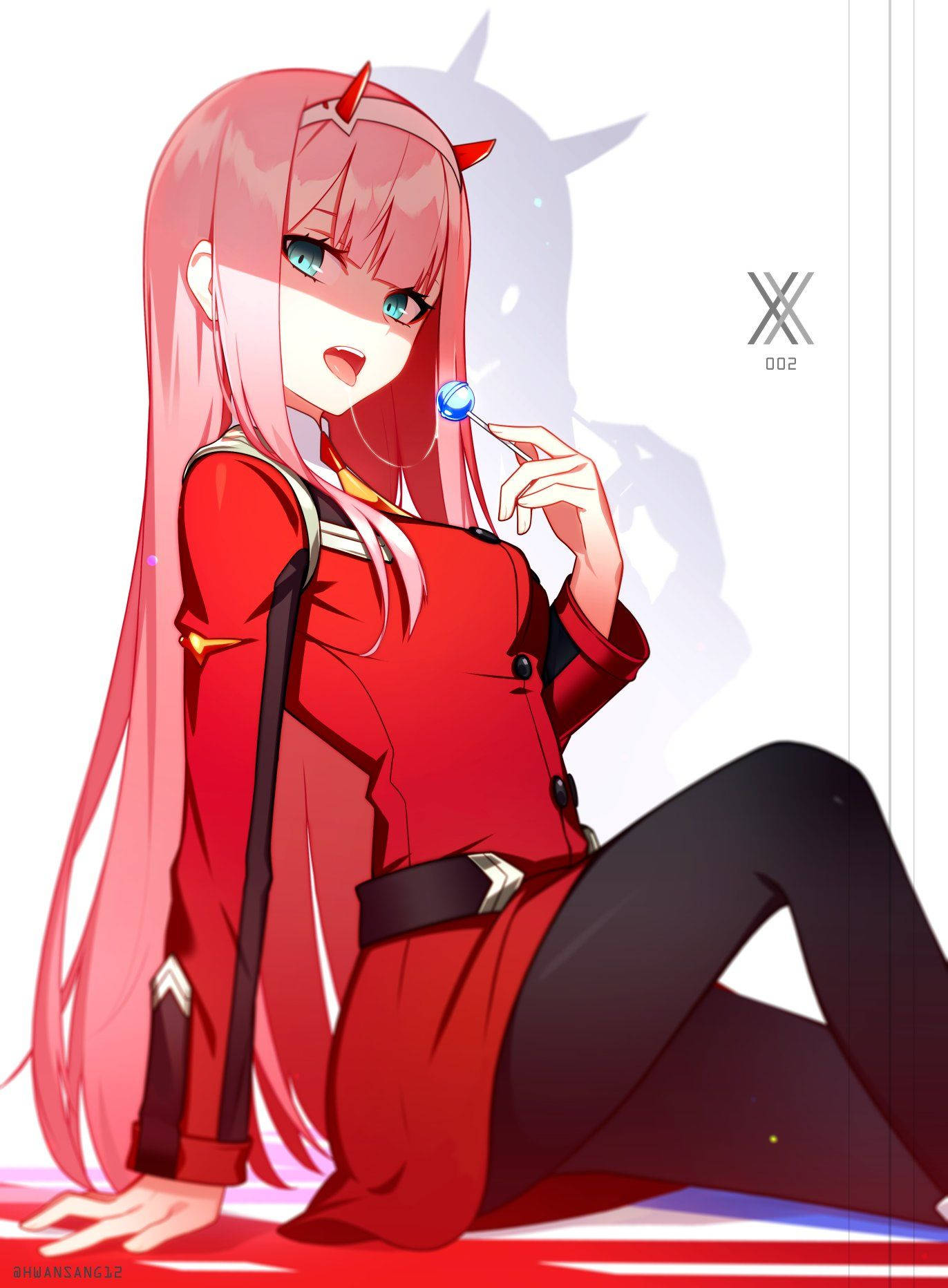 Zero Two Enjoys A Sweet Treat. Wallpaper