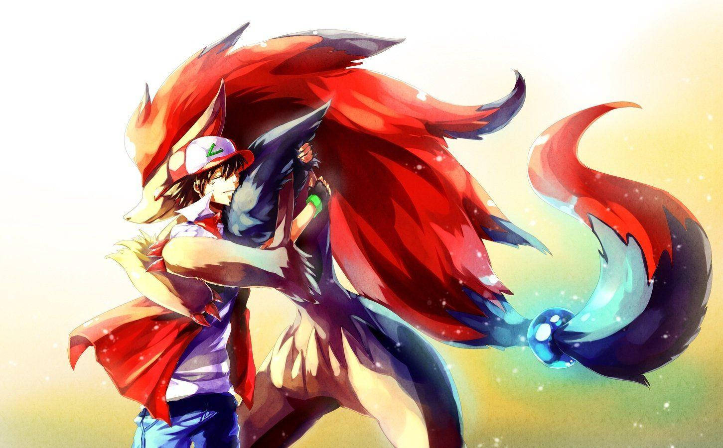 Zoroark Hugging Ash Wallpaper