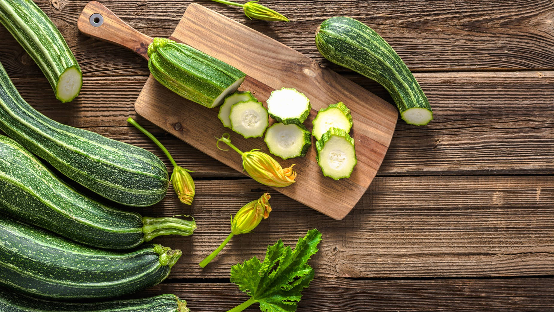 Zucchinis With Yellow Flowers Wallpaper