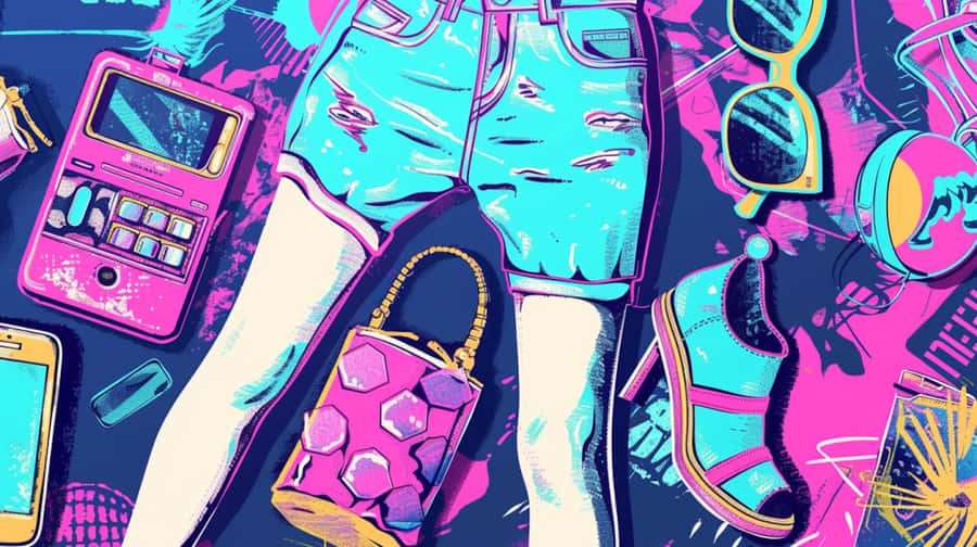 00s Retro Fashionand Tech Collage Wallpaper
