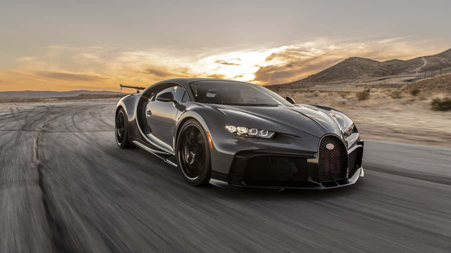 1920 X 1080 Car Glossy Black Bugatti Chiron Wallpaper
