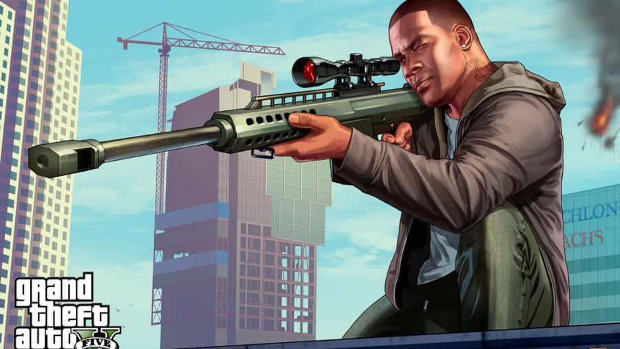 2560x1440 Gta 5 Franklin With Sniper Wallpaper