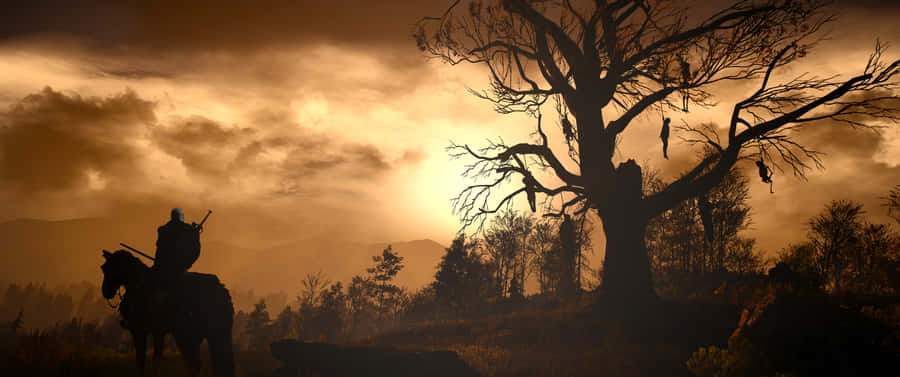 3440x1440 Witcher Geralt By Hanging Tree Wallpaper