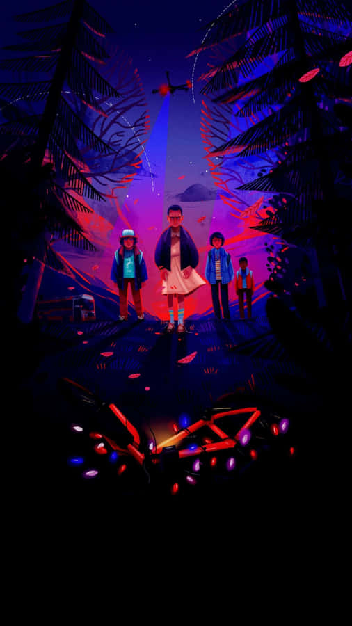 4k Amoled Phone Starnger Things Wallpaper