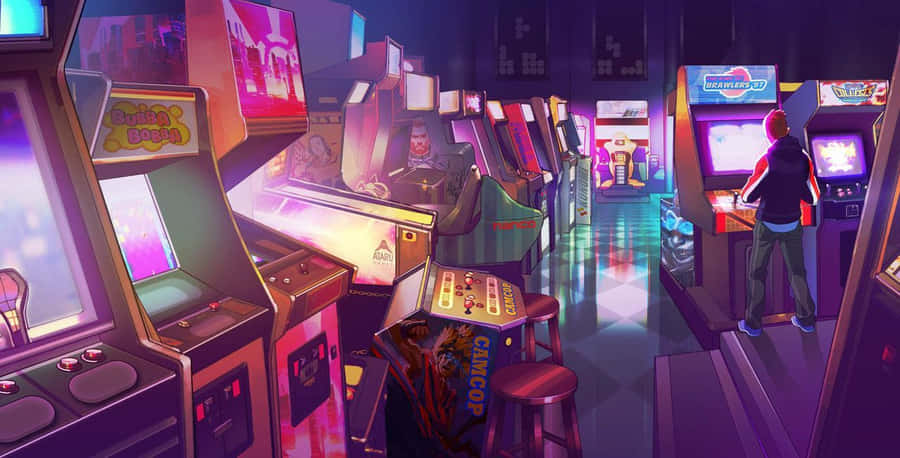 80s Retro Arcade Purple Wallpaper