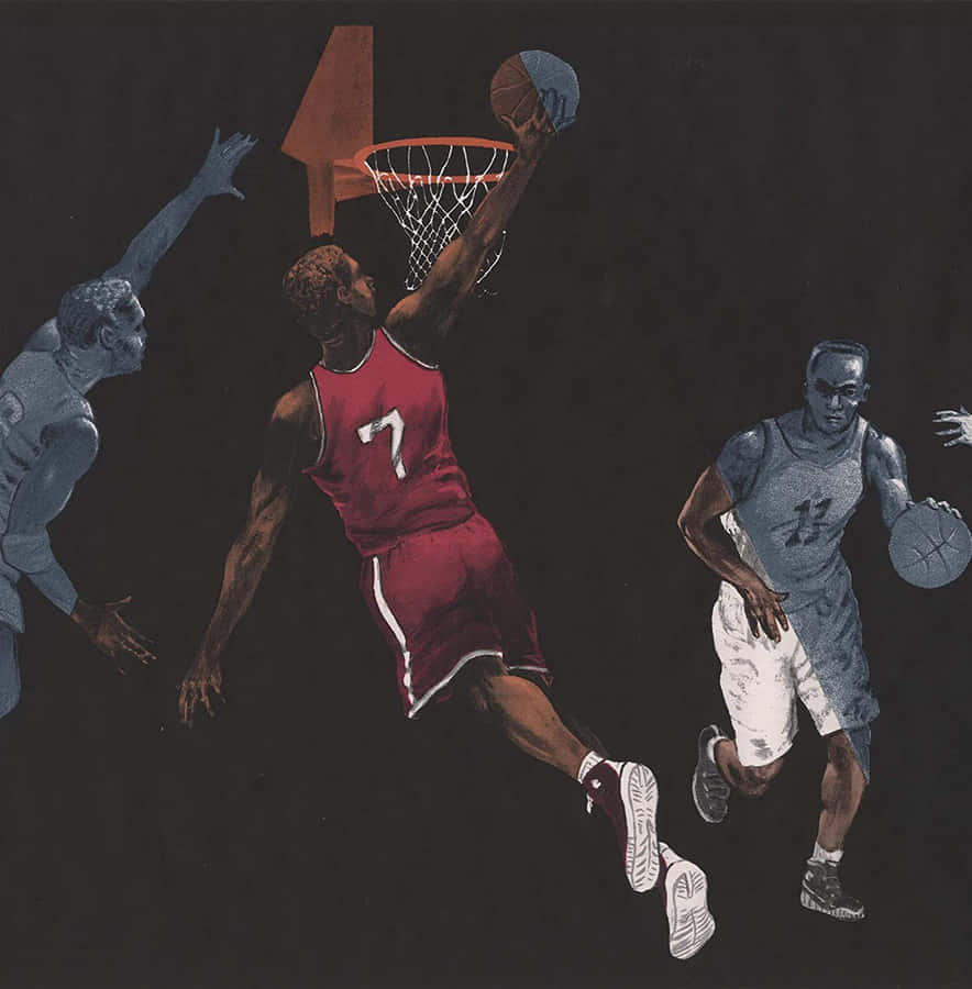 A Basketball Player Is Dribbling In The Air Wallpaper