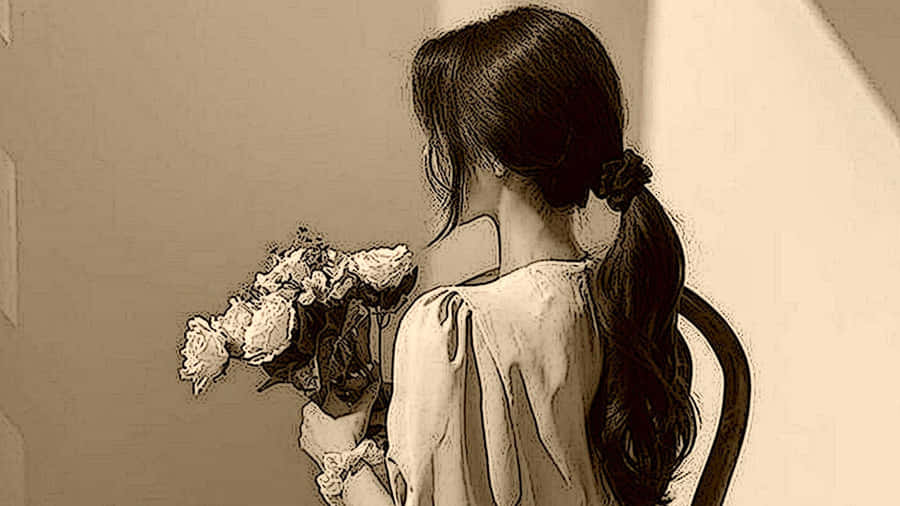A Beautiful Vintage Girl With A Charming, Ethereal Look. Wallpaper