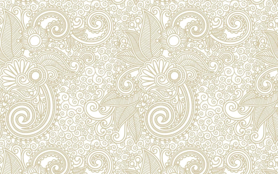 A Beige And White Paisley Pattern Wallpaper