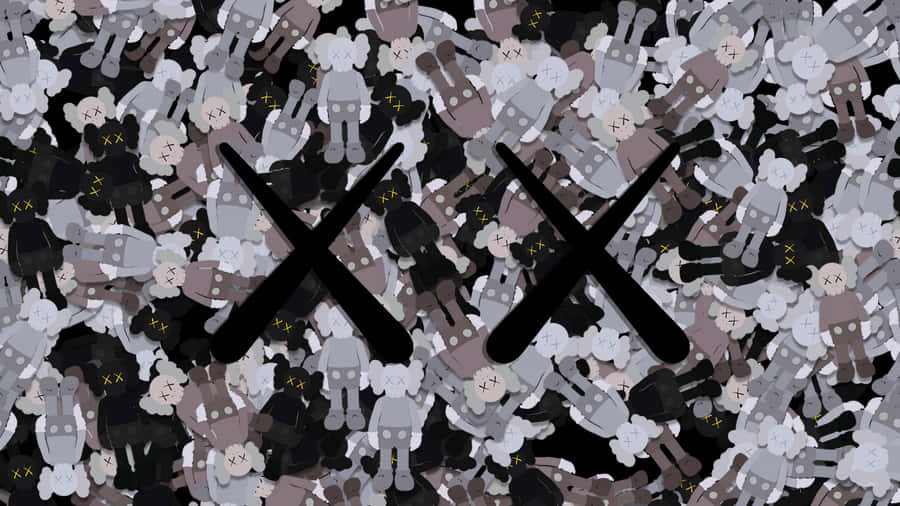 A Black And White Image Of A Cross With Two Crossed Arms Wallpaper