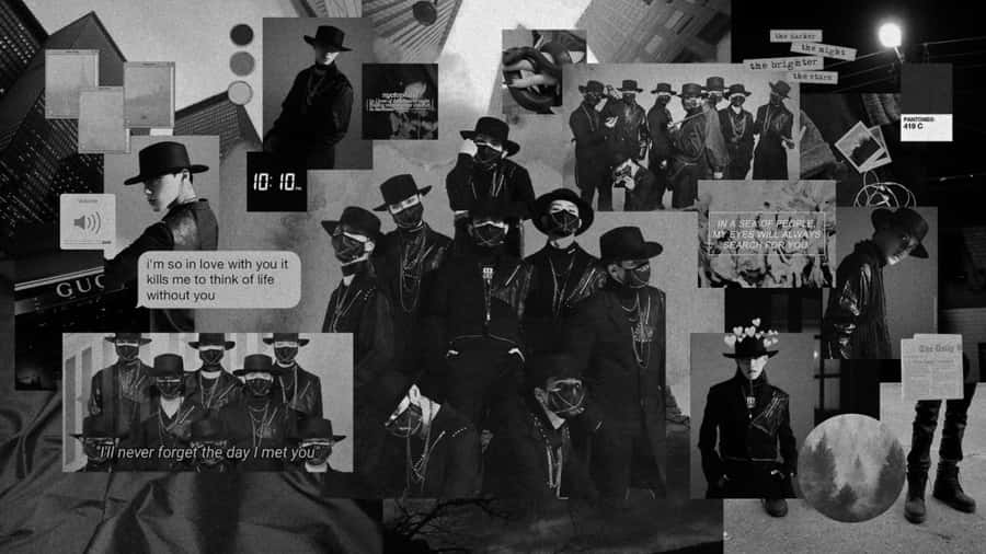 A Black And White Photo Of A Group Of People Wallpaper