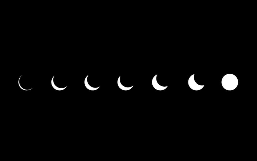 A Black Background With Different Phases Of The Moon Wallpaper