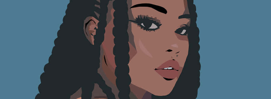 A Black Woman With Long Hair And A Blue Background Wallpaper