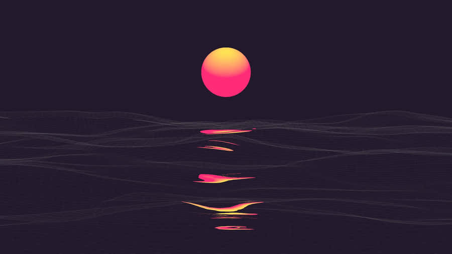 A Breathtaking View As The Sun Sets Over A Distant Field. Wallpaper