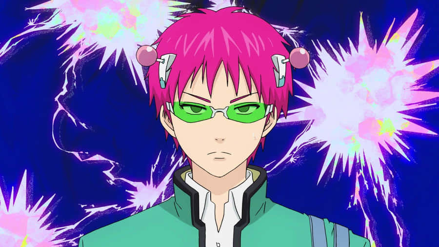 A Character With Pink Hair And Green Eyes Wallpaper