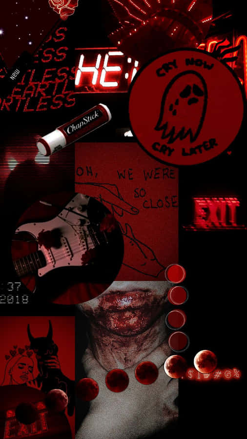 A Collage Of Red And Black Images Wallpaper
