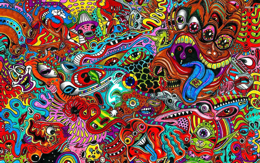 A Colorful Psychedelic Art Piece With Many Different Colors Wallpaper