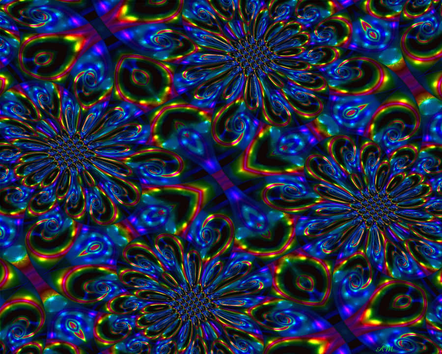 A Colorful Psychedelic Flower Pattern Wallpaper