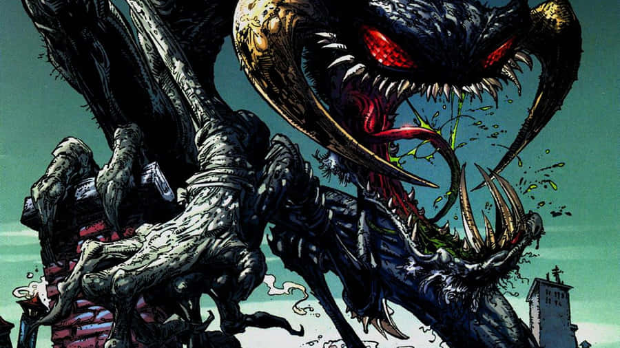 A Comic Book Cover With A Large Monster Wallpaper