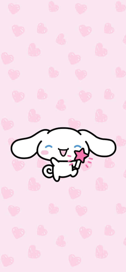 A Cute Kawaii Bunny Holding A Pink Star Wallpaper