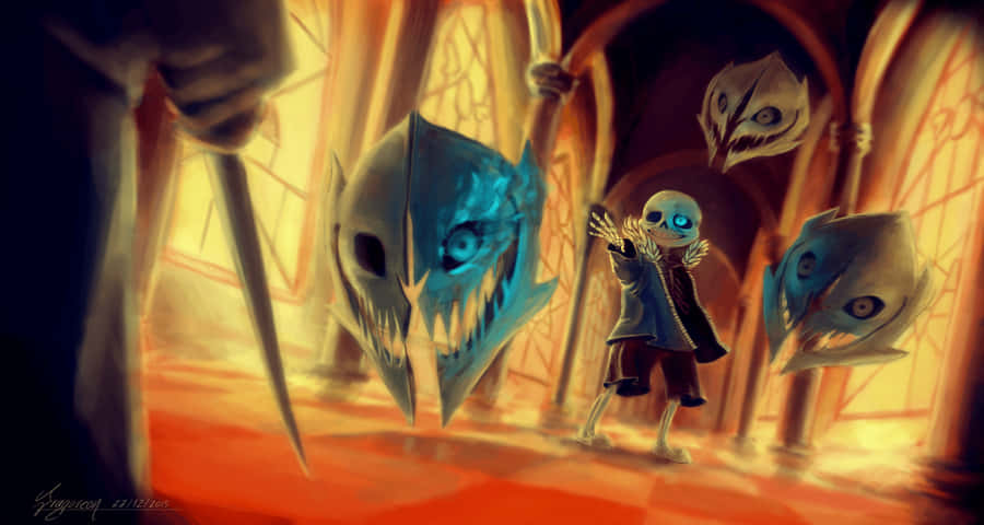 A Desktop With Undertale Themed Wallpaper Wallpaper