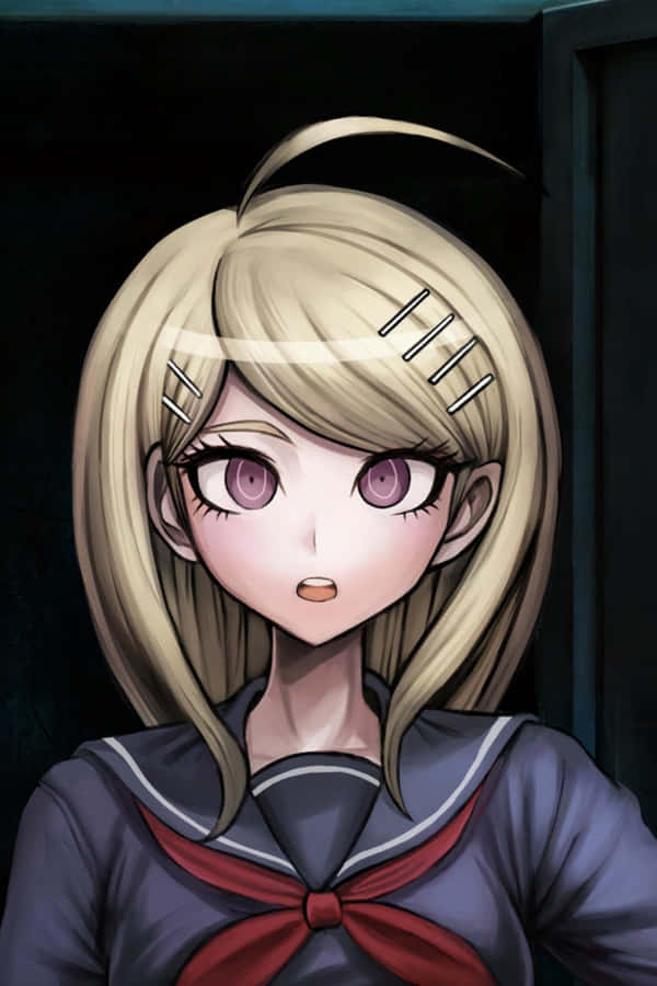 A Girl In A School Uniform With Purple Eyes Wallpaper