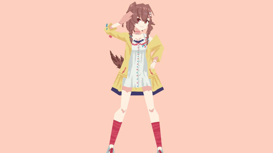 A Girl In A Yellow Dress And Red Shoes Wallpaper