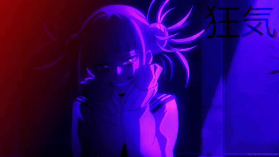 A Girl With Purple And Blue Lights In Front Of Her Wallpaper