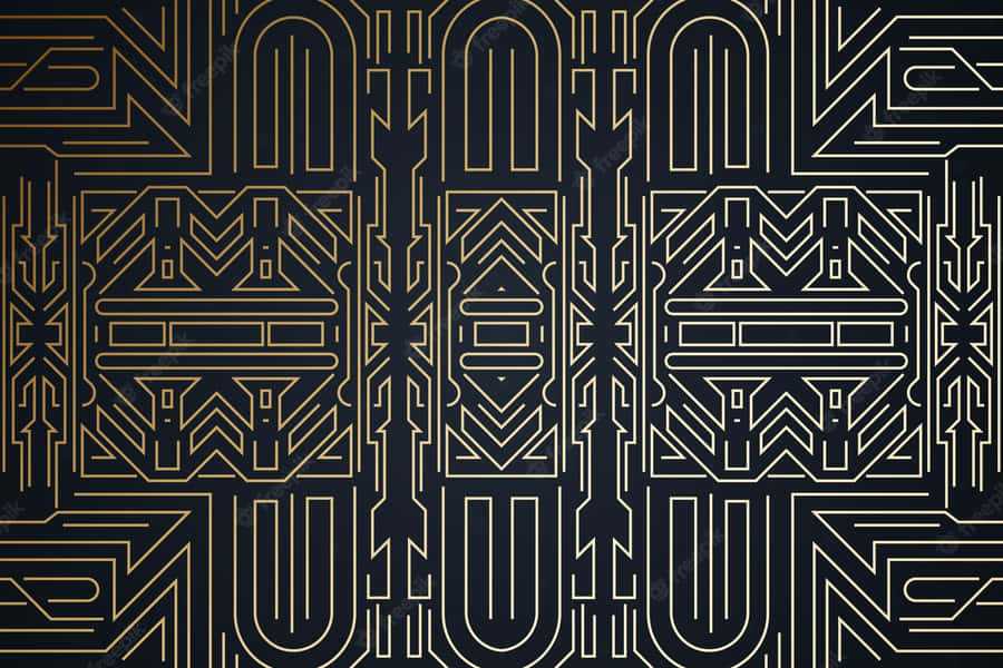 A Gold And Black Deco Pattern Wallpaper