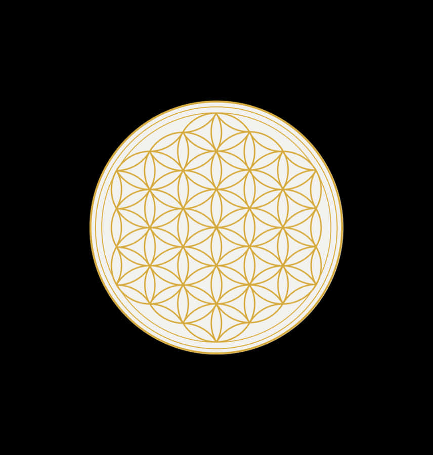 A Gold Flower Of Life On A Black Background Wallpaper