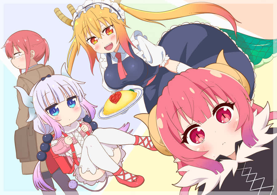 A Group Of Anime Characters With Pink Hair And Pink Hair Wallpaper