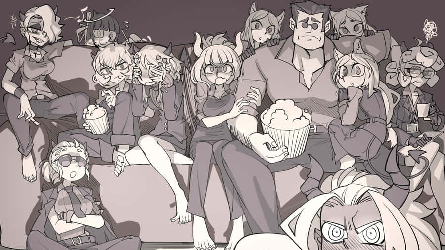 A Group Of People Sitting On A Couch Wallpaper