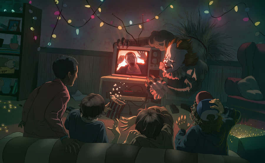 A Group Of People Watching Tv Wallpaper