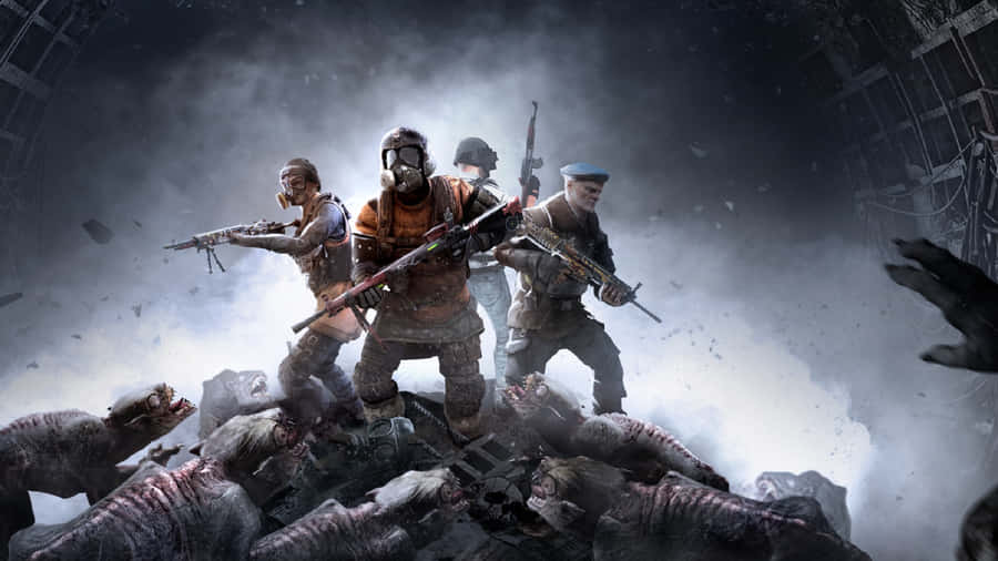 A Group Of Zombies With Guns And Guns Wallpaper