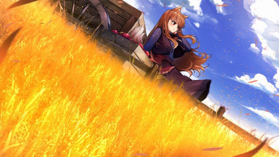 A Heartwarming Scene Of Lawrence And Holo's Journey Wallpaper