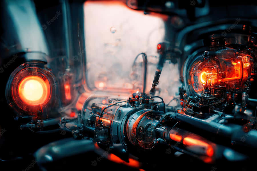 A Machine With A Red Light In It Wallpaper