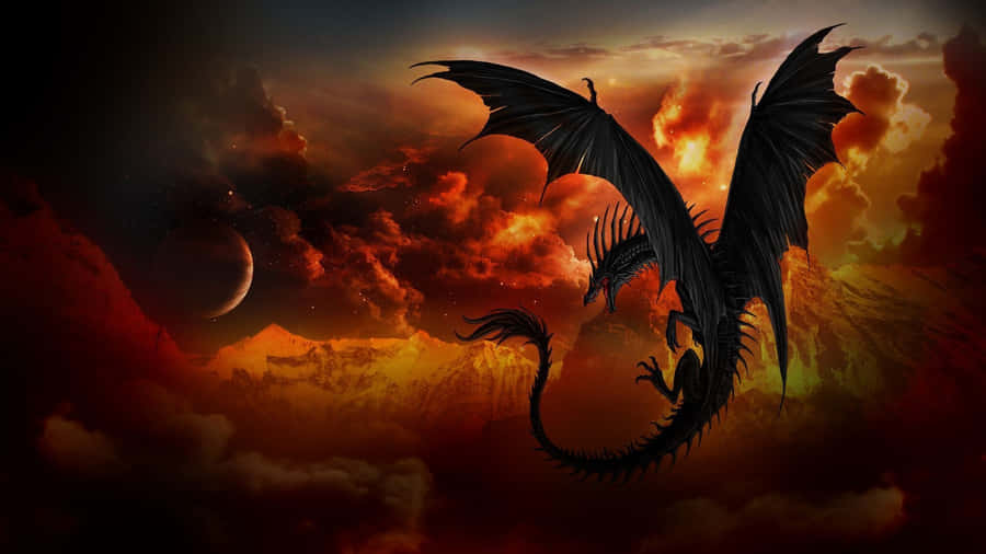 A Majestic, Awe-inspiring Dragon Blazing Through The Sky Wallpaper