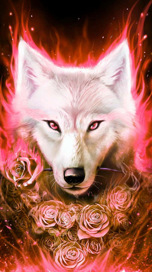 A Majestic Wolf Stands Atop The Snow Capped Mountain Wallpaper