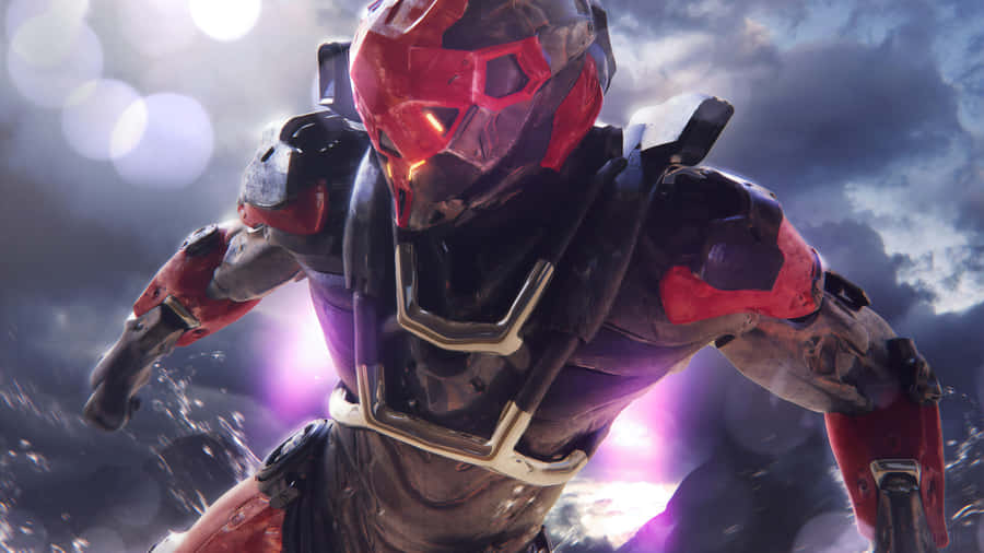 A Man In A Red Suit Is Flying Through The Air Wallpaper