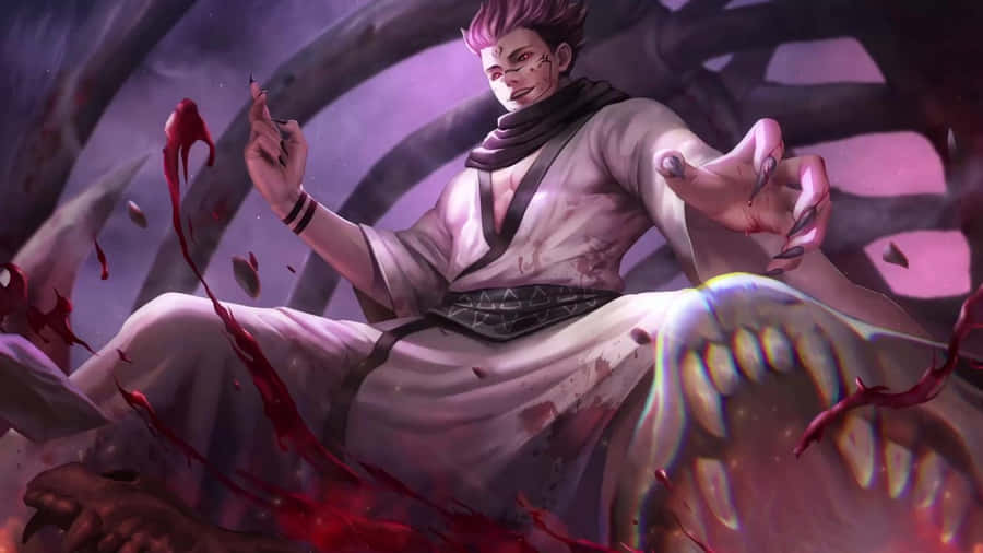 A Man In A White Robe With Blood On His Face Wallpaper