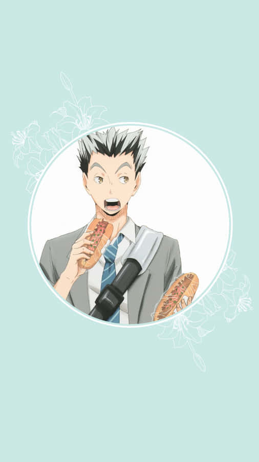 A Man Is Holding A Sandwich And Eating It Wallpaper