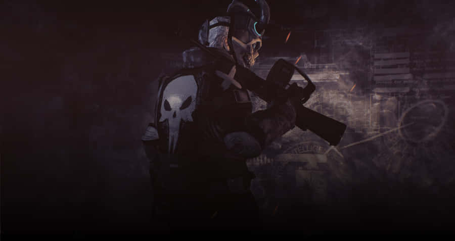 A Man With A Gun In The Dark Wallpaper