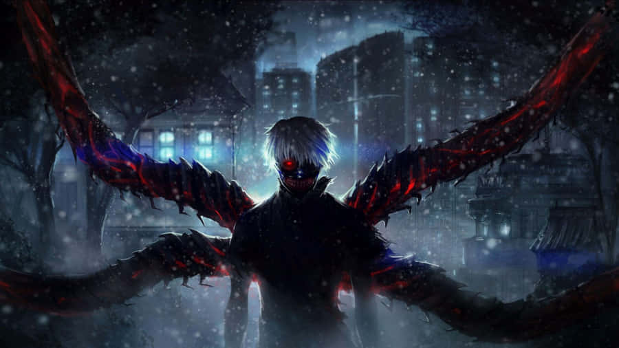A Man With A Red Dragon In The City Wallpaper