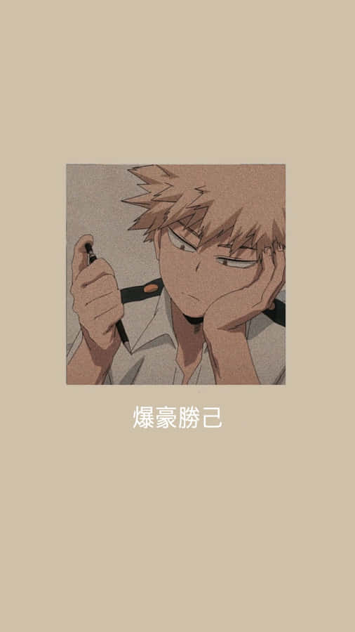 A Manga Character With His Head On His Hand Wallpaper