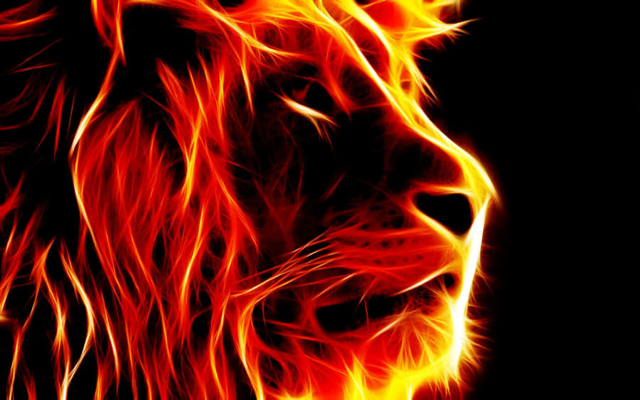 A Mesmerizing Golden Lion On A Starlit Night. Wallpaper