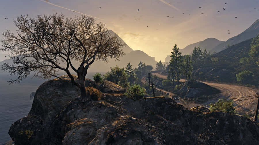 A Modern Day View Of Downtown Los Santos Wallpaper