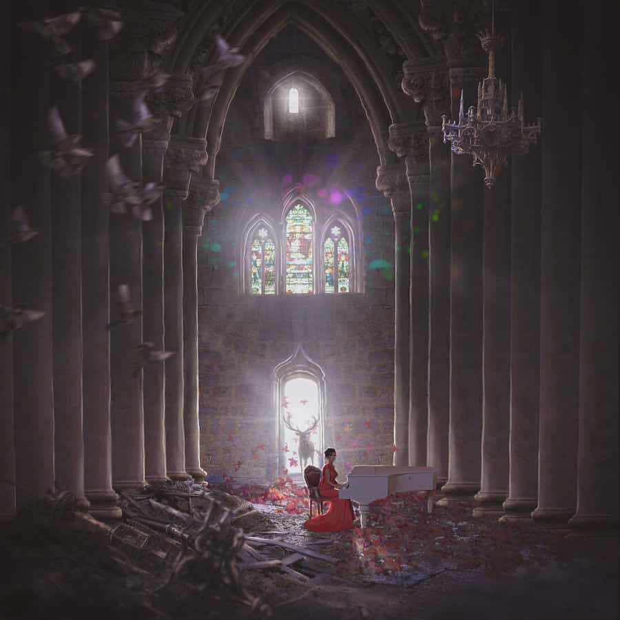 A Moody Snow Scene At Sunset Wallpaper