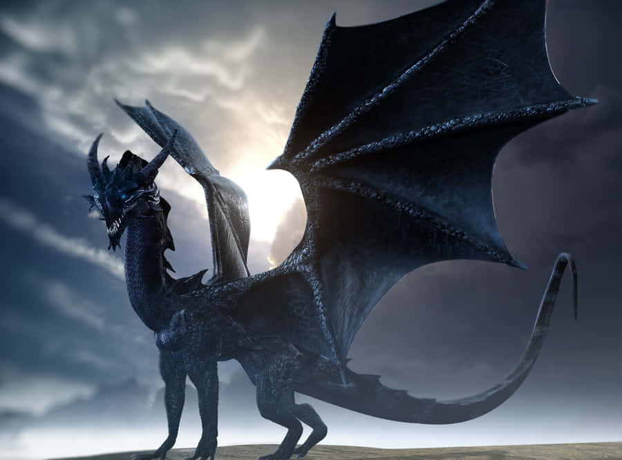 “a Mythical Dragon Breathing Fire” Wallpaper