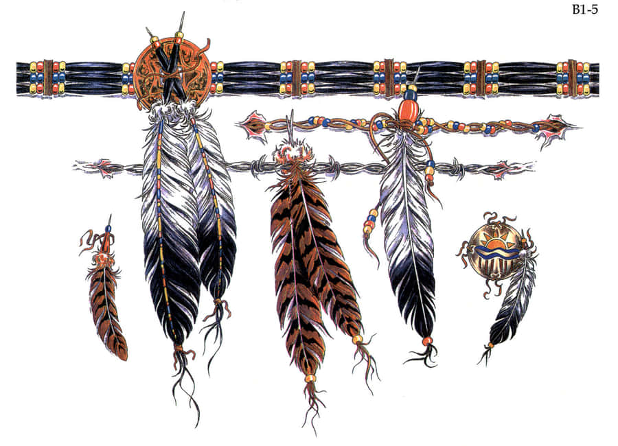 A Native American Indian In Traditional Headdress Standing In A Scenic Landscape. Wallpaper