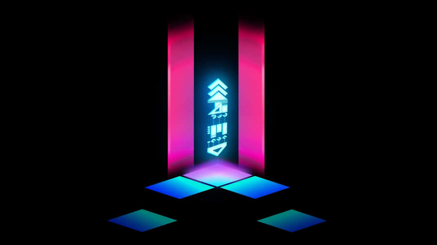 A Neon Sign With A Neon Light In The Background Wallpaper